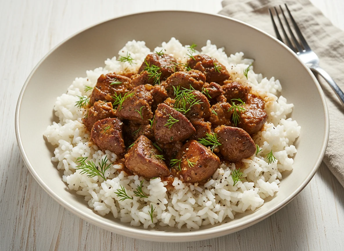 Рис с куриной печенью photo