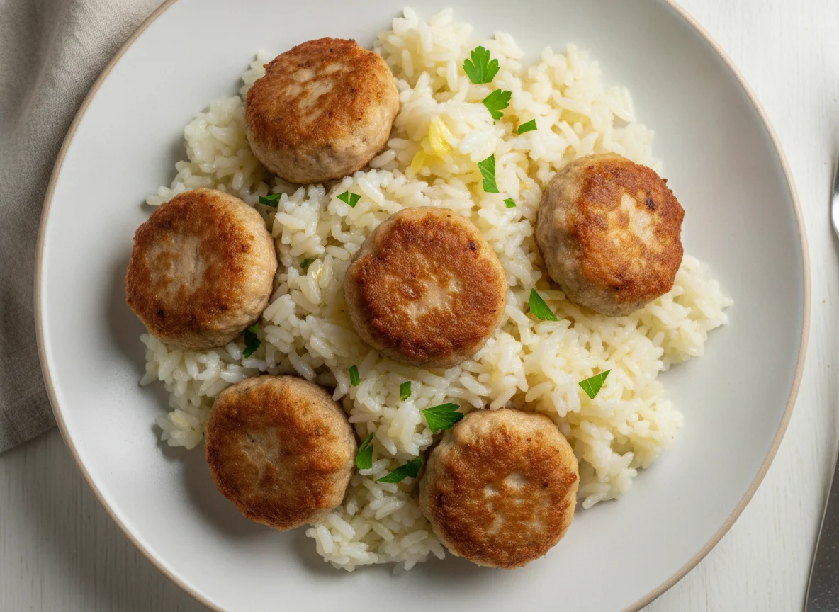 Рис с мясными тефтелями photo