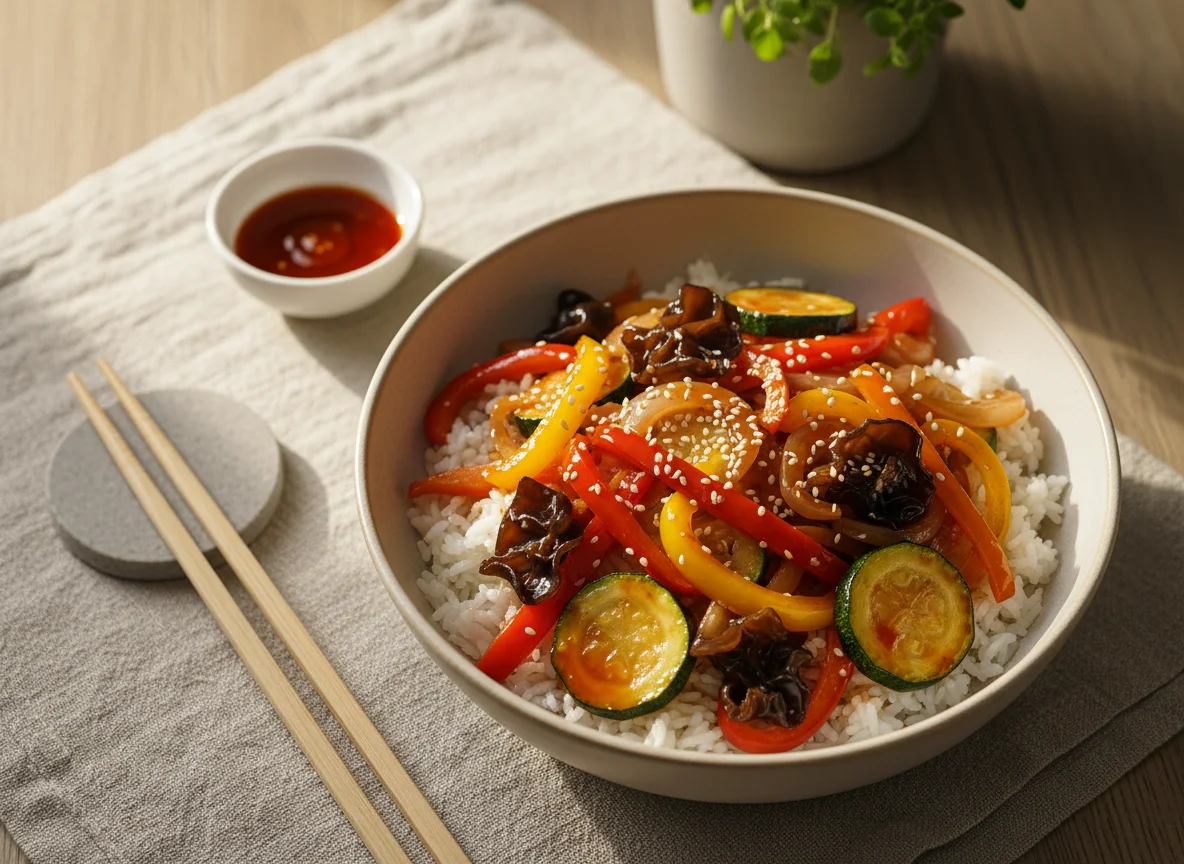 Рис с овощами в соусе photo