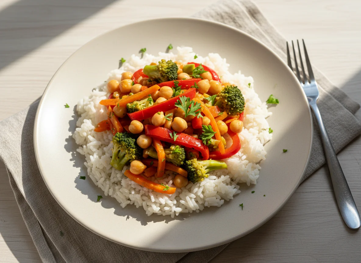 Рис с овощным рагу photo