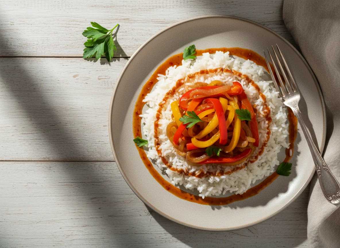 Рис с тушеными овощами photo