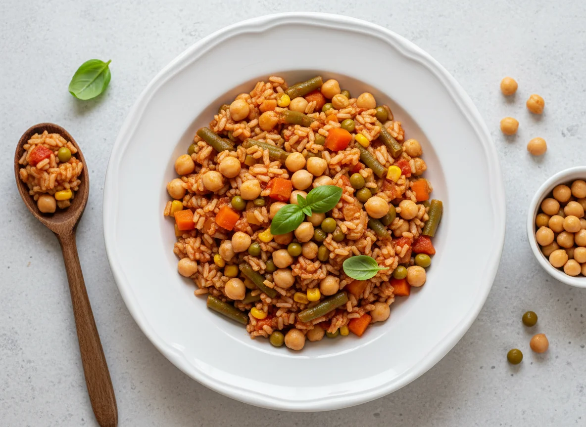 Рис с тушеными овощами и нутом photo