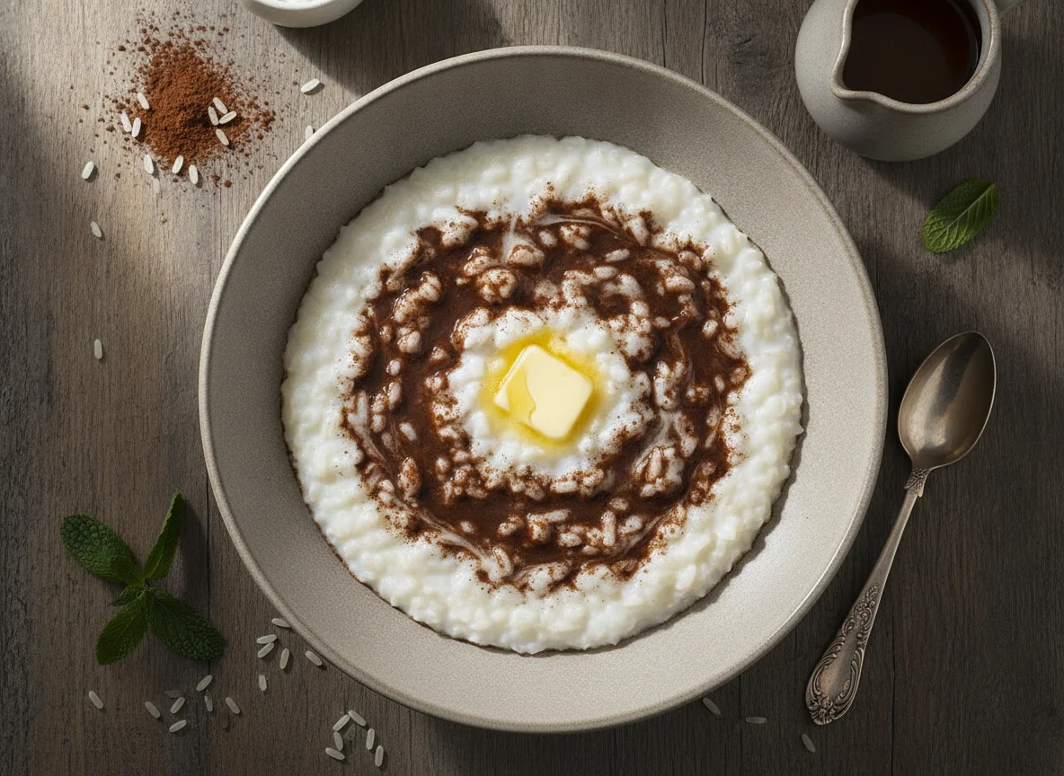 Рисовая каша на молоке и какао photo
