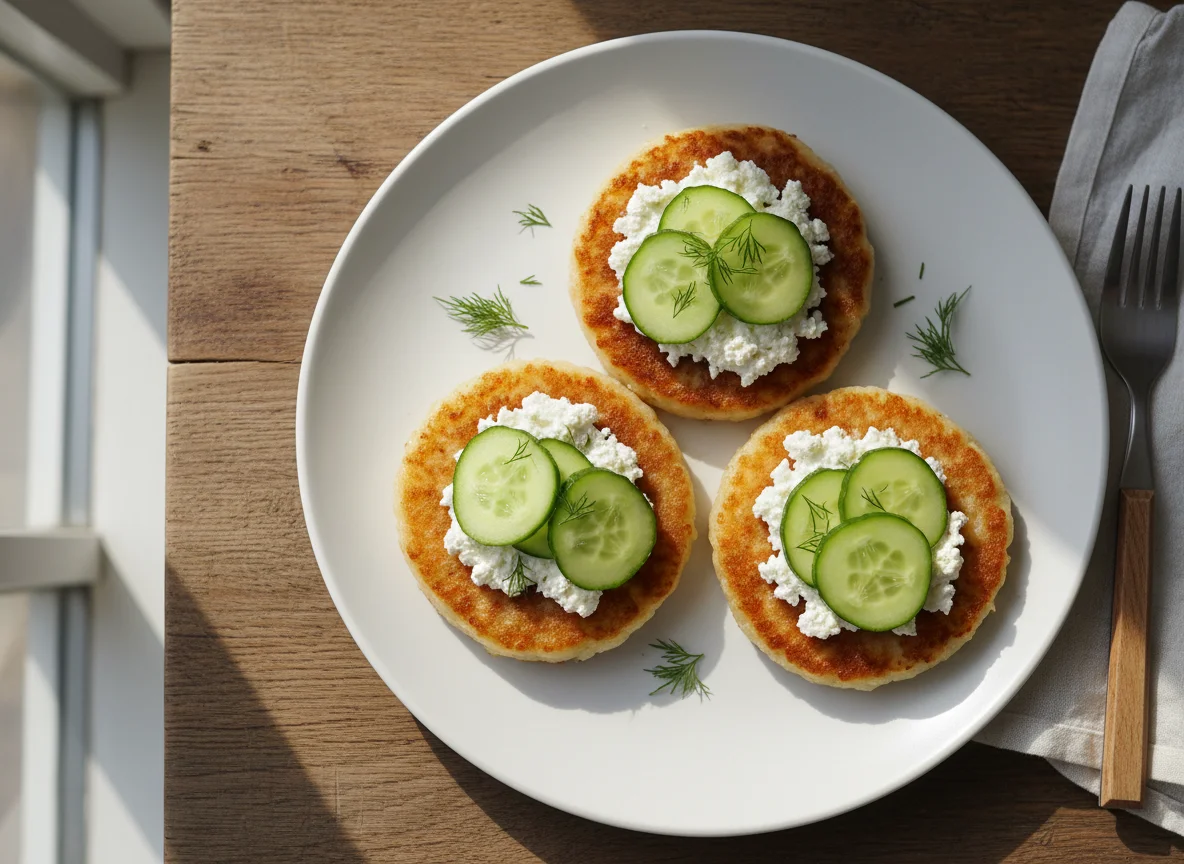Рисовые лепешки с творожным сыром и огурцом photo