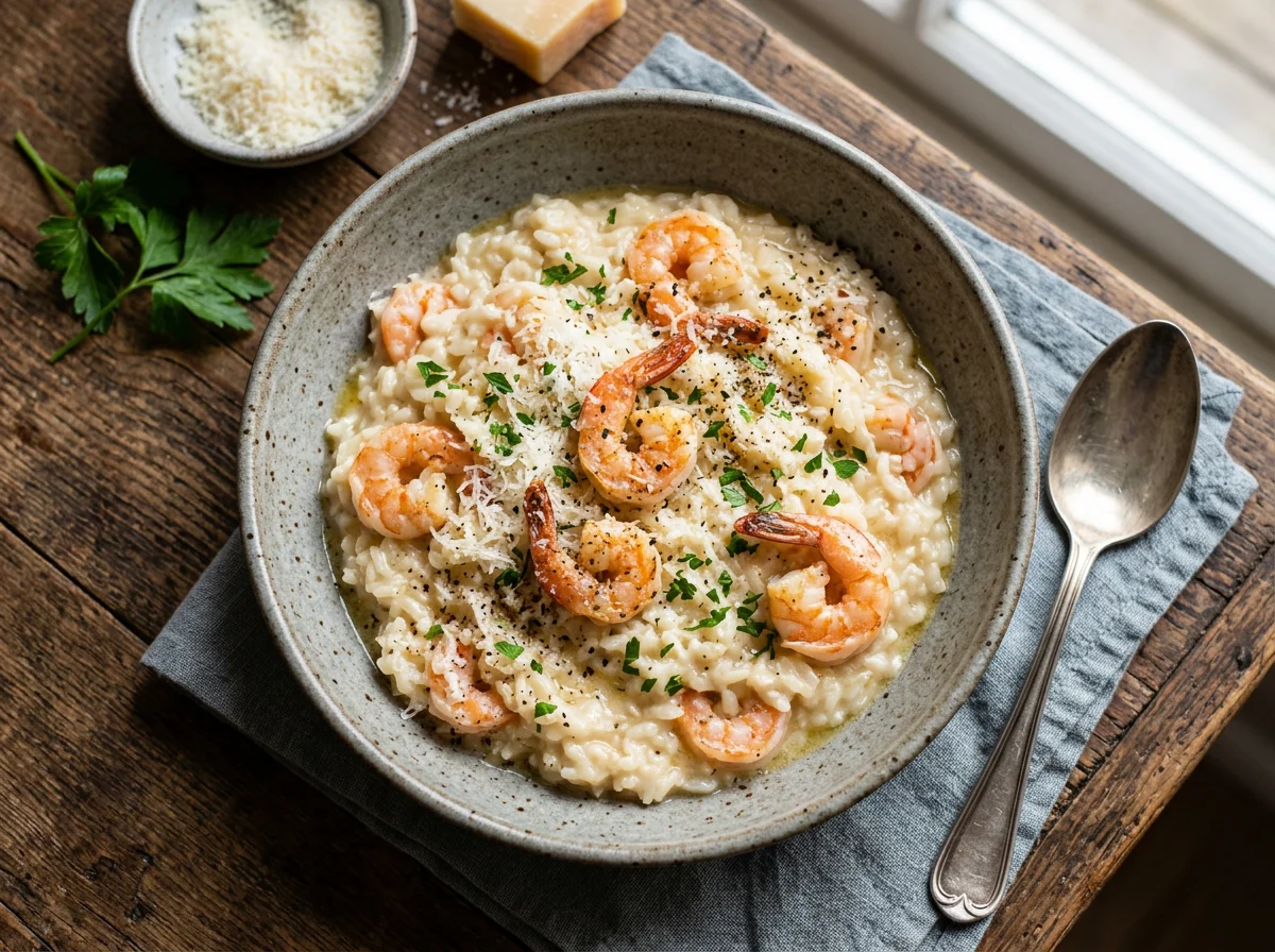 Ризотто с креветками и пармезаном photo