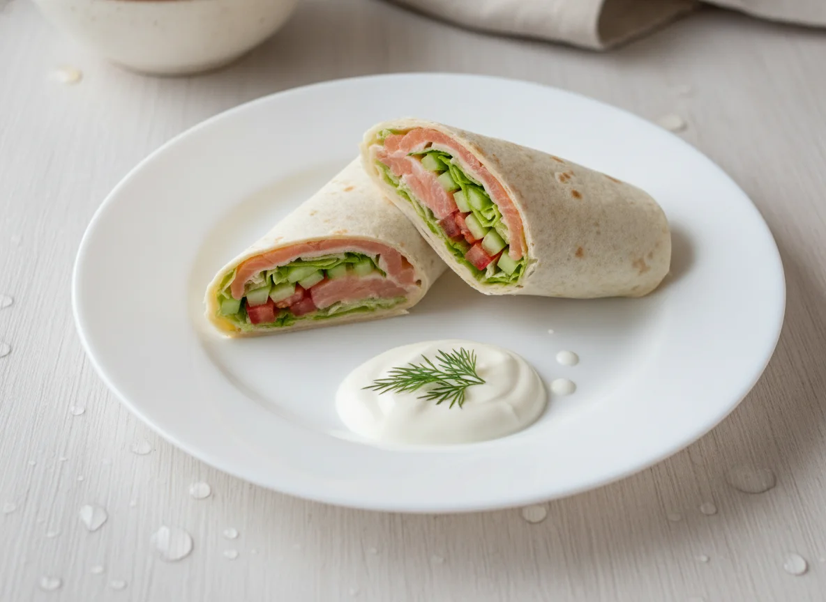 Ролл с рыбой и овощами photo
