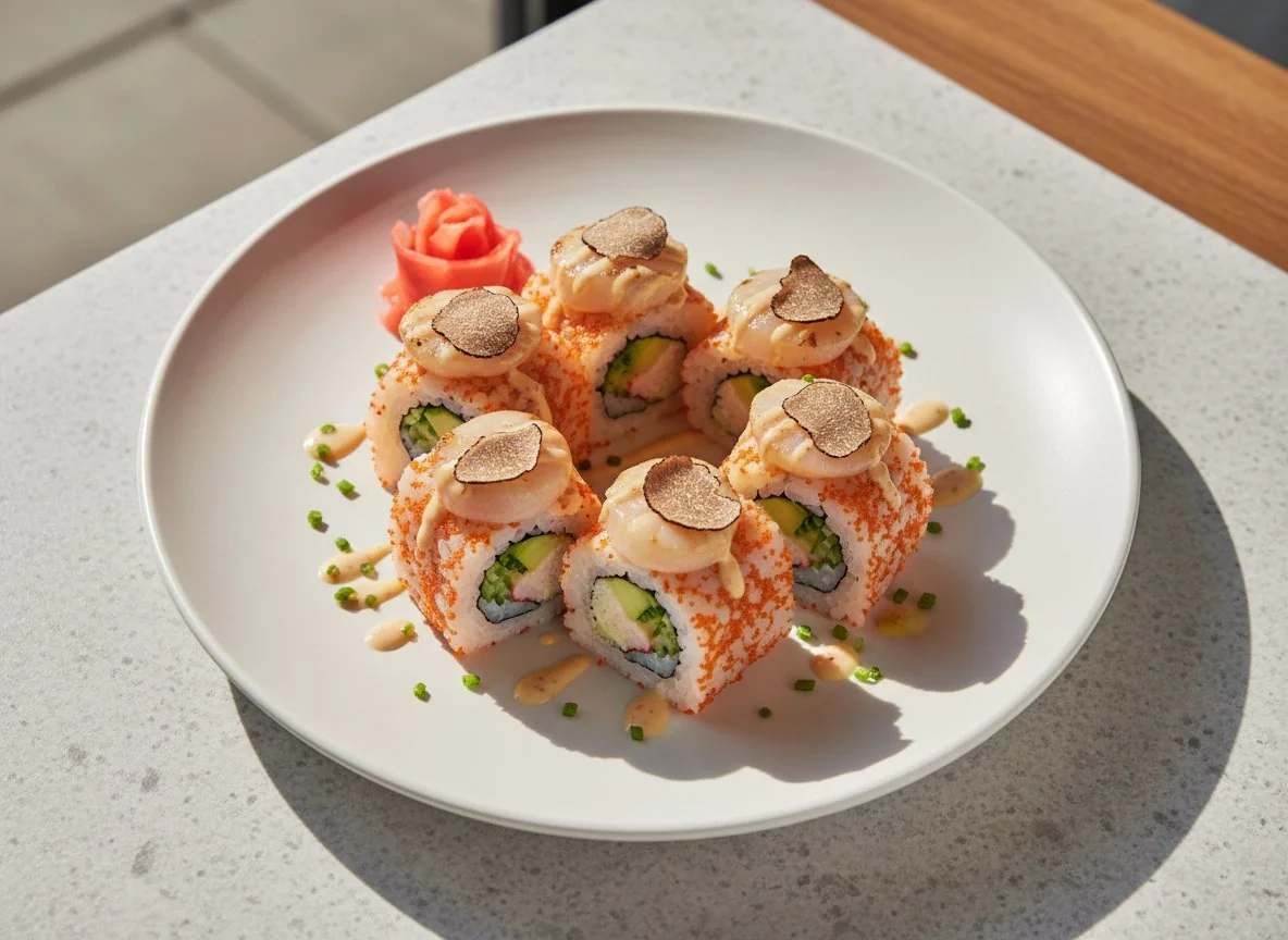 Роллы Калифорния с гребешком и трюфелем photo