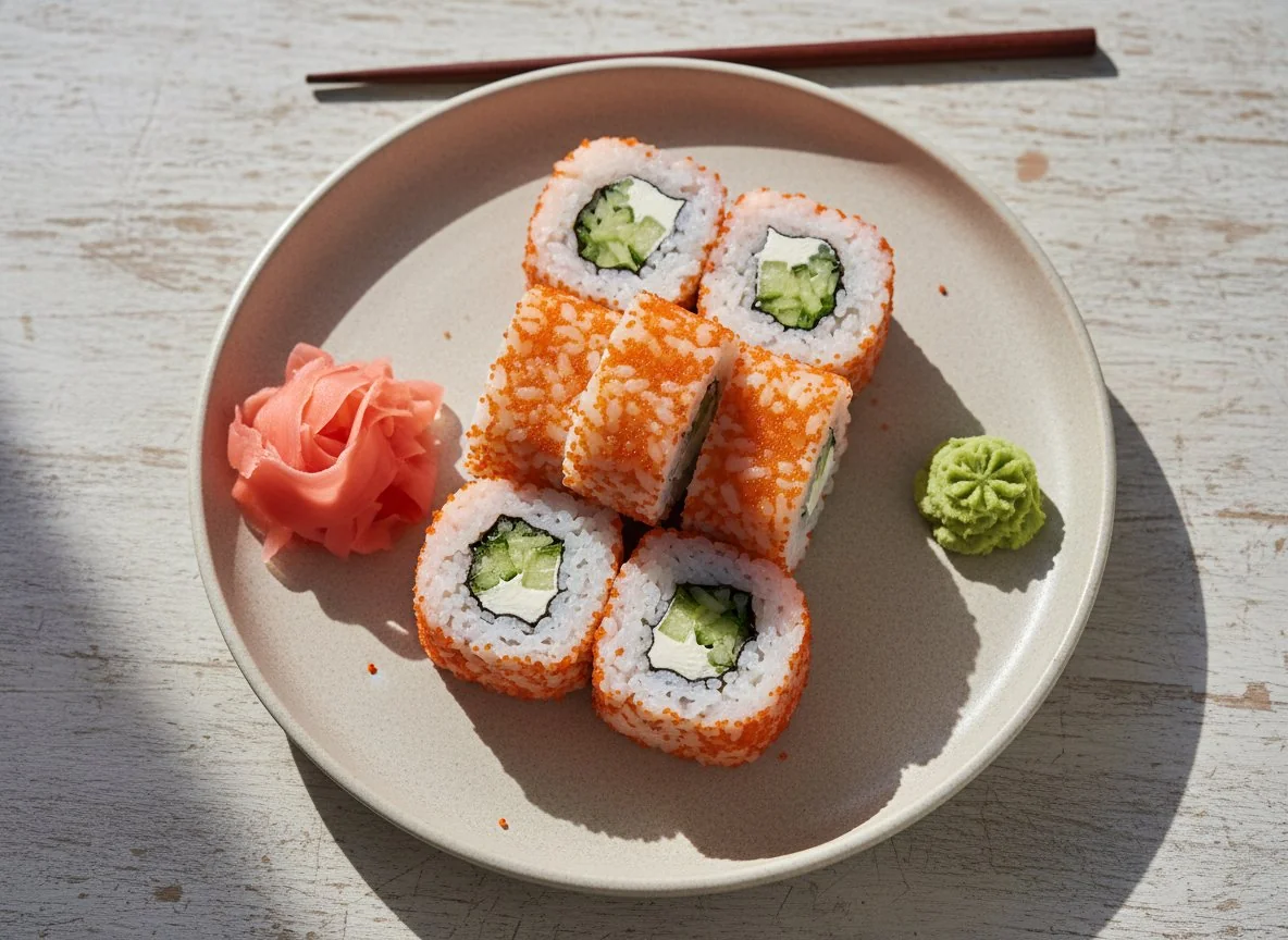 Роллы Калифорния с имбирем и васаби photo