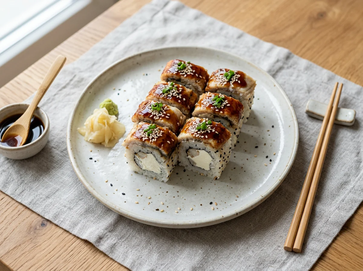 Роллы с угрем и соусом унаги photo