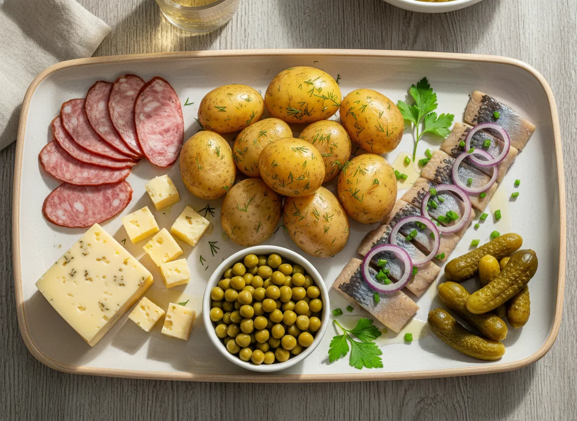 Русский ужин с закусками photo