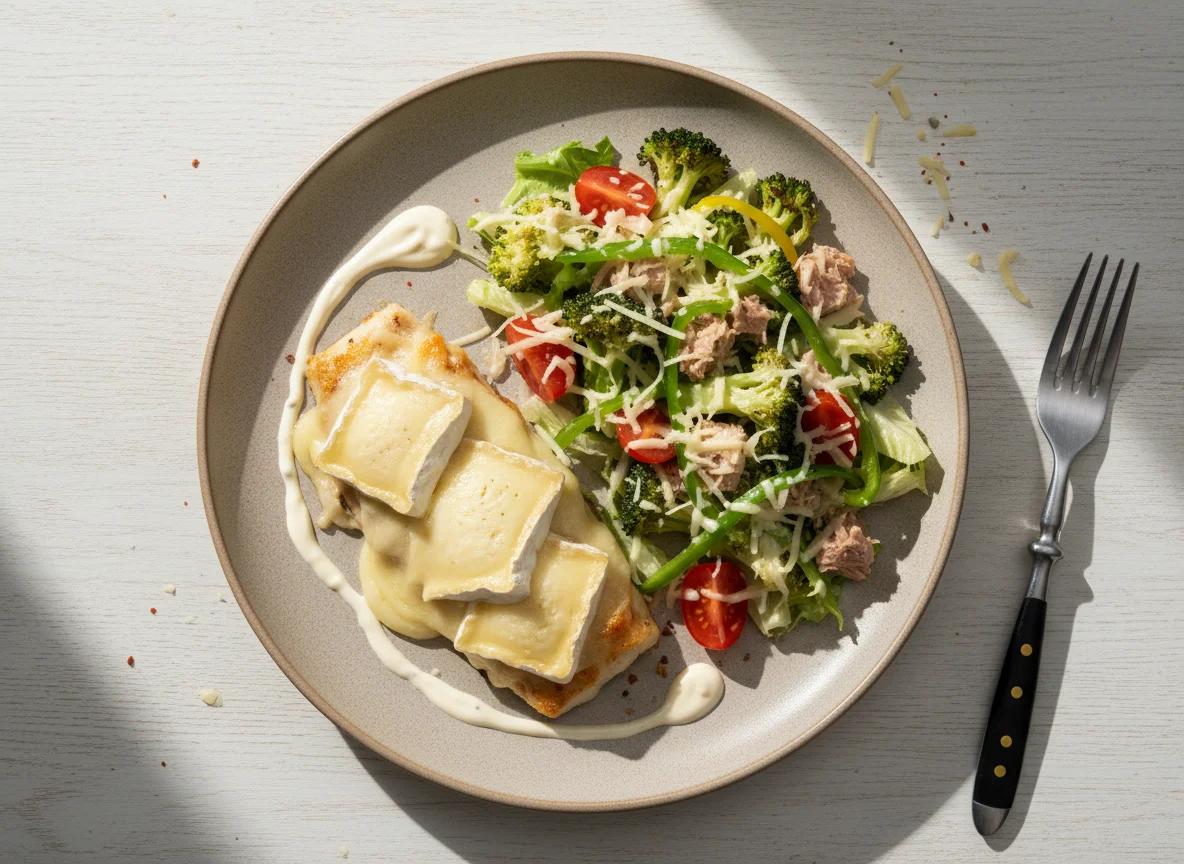 Рыба с брокколи и салатом photo