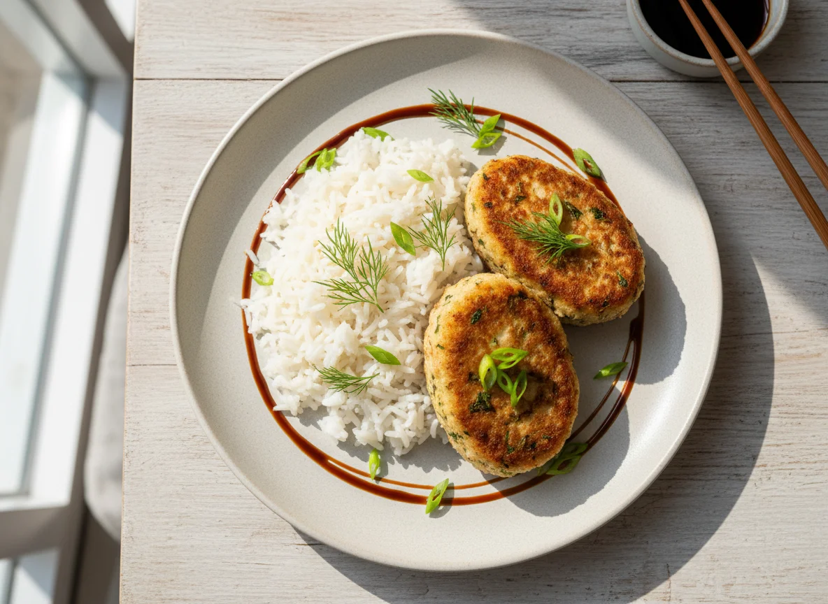 Рыбные котлеты с рисом photo