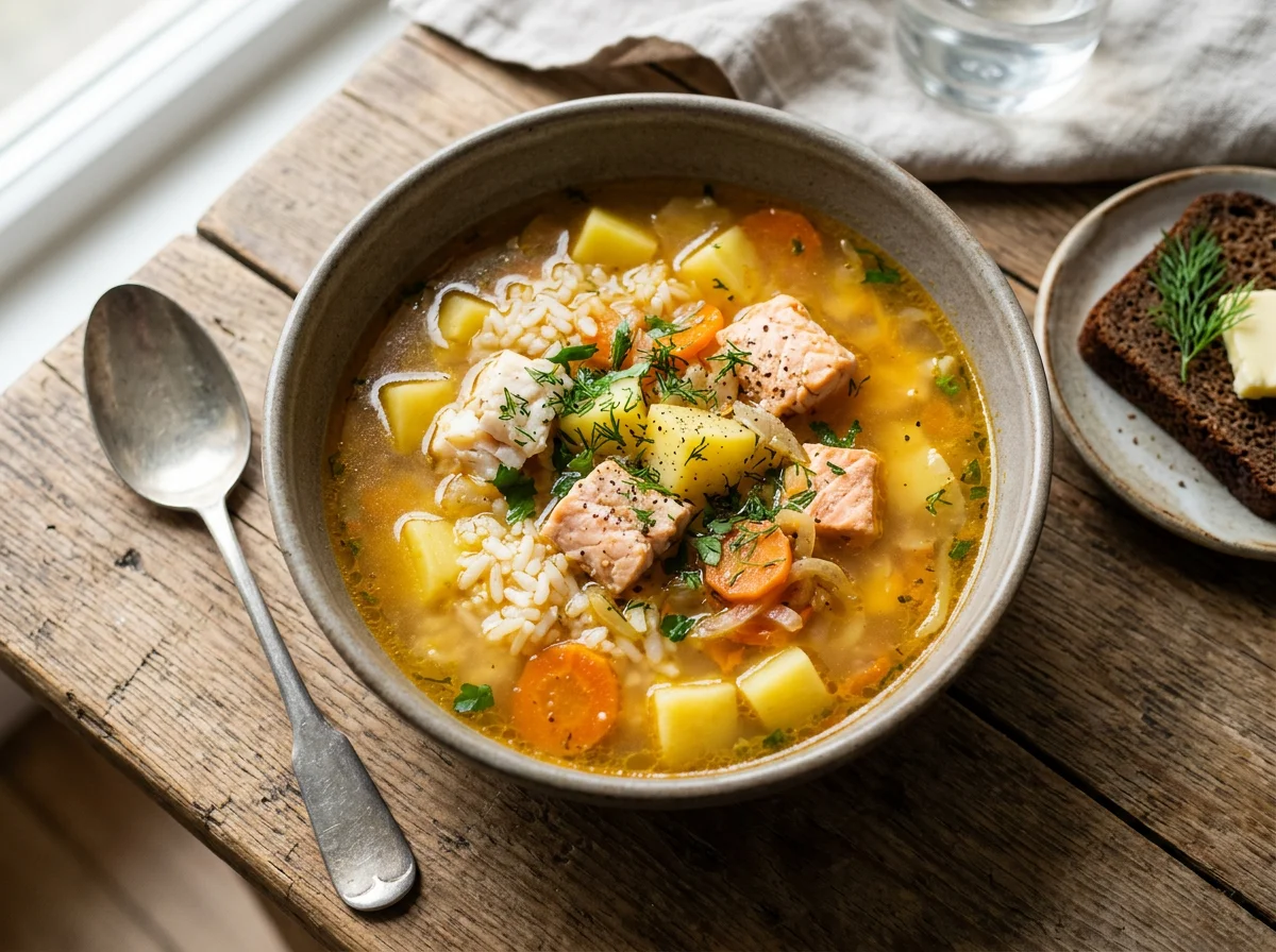 Рыбный суп с рисом и картофелем photo