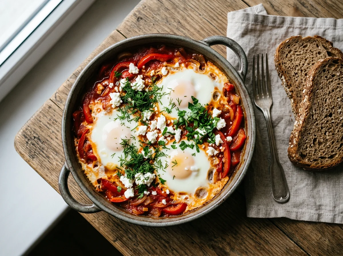 Шакшука с хлебом photo