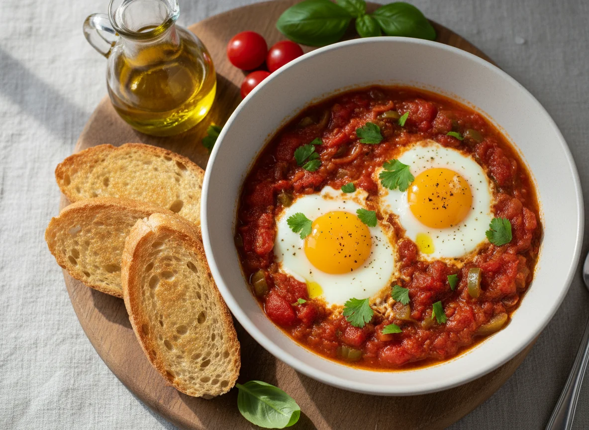 Шакшука с тостами photo