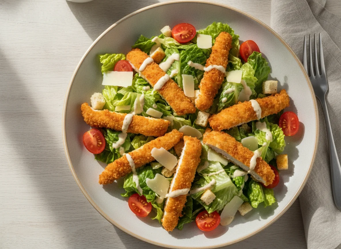 Салат Цезарь с хрустящей курицей photo