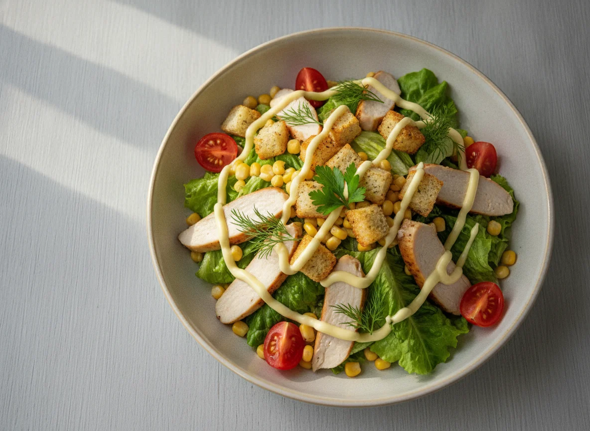 Салат Цезарь с кукурузой photo