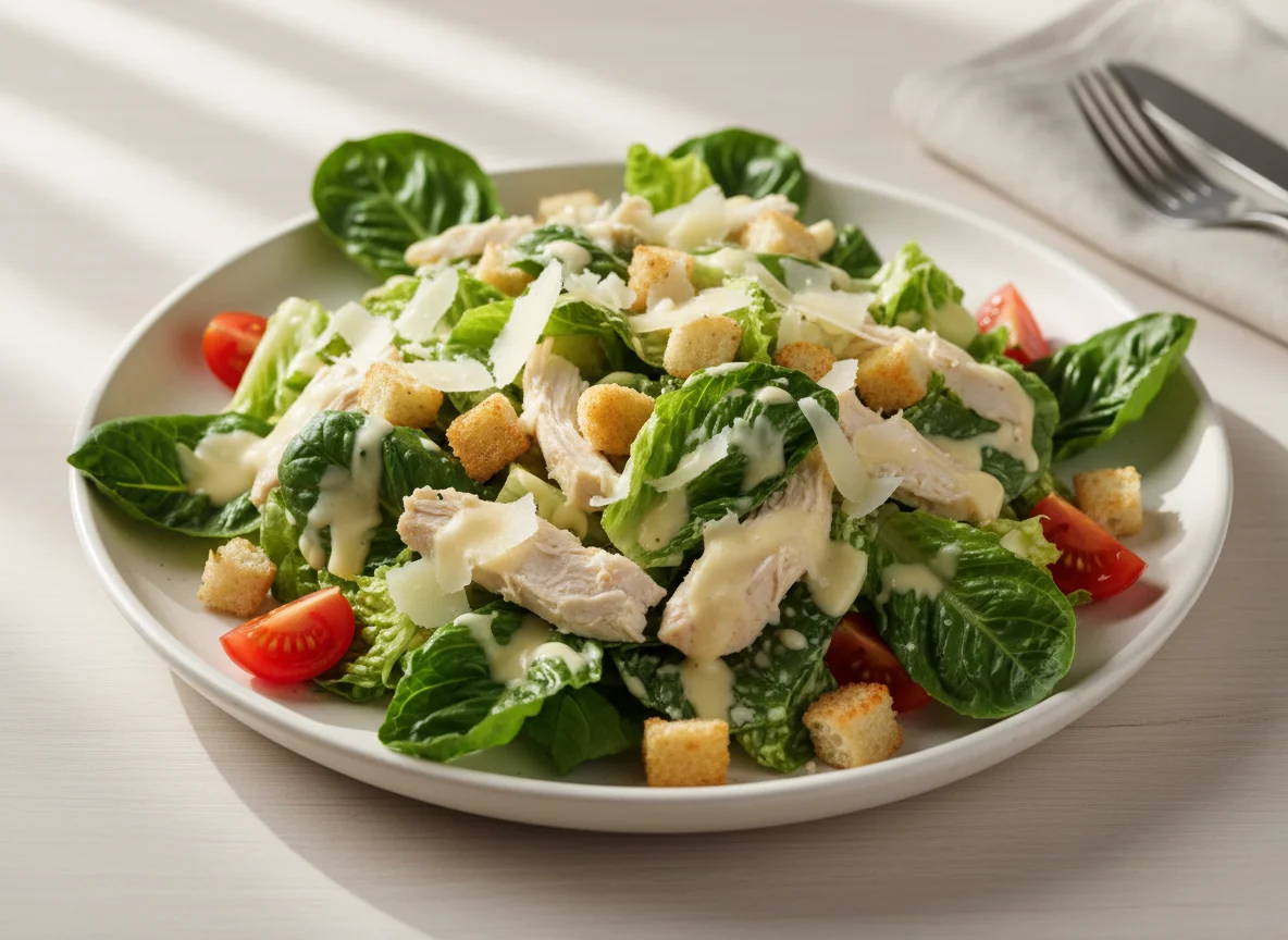 Салат Цезарь с курицей и салатом Романо photo
