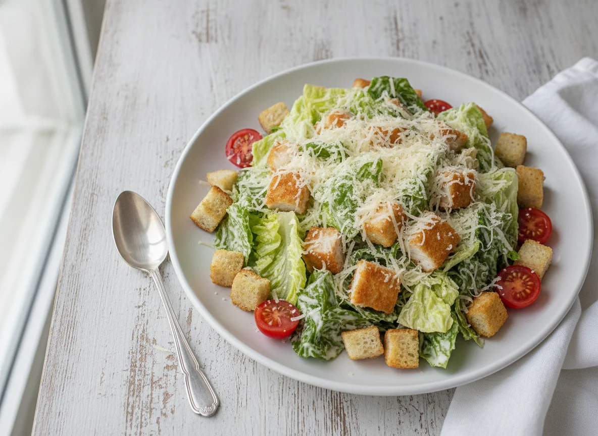 Салат Цезарь с жареной курицей photo