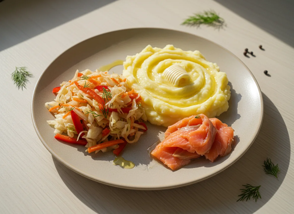 Салат из капусты и картофельное пюре photo