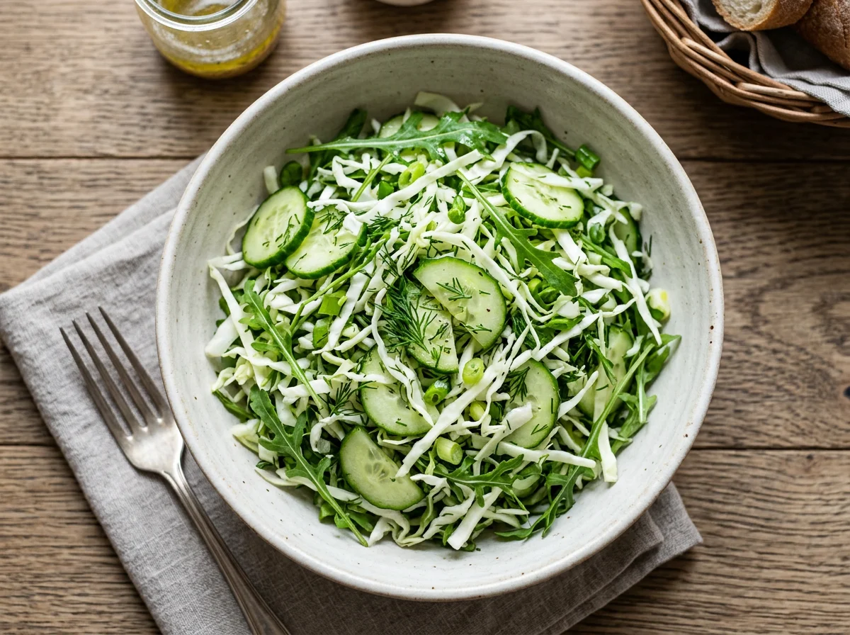 Салат из капусты и огурцов с зеленью photo