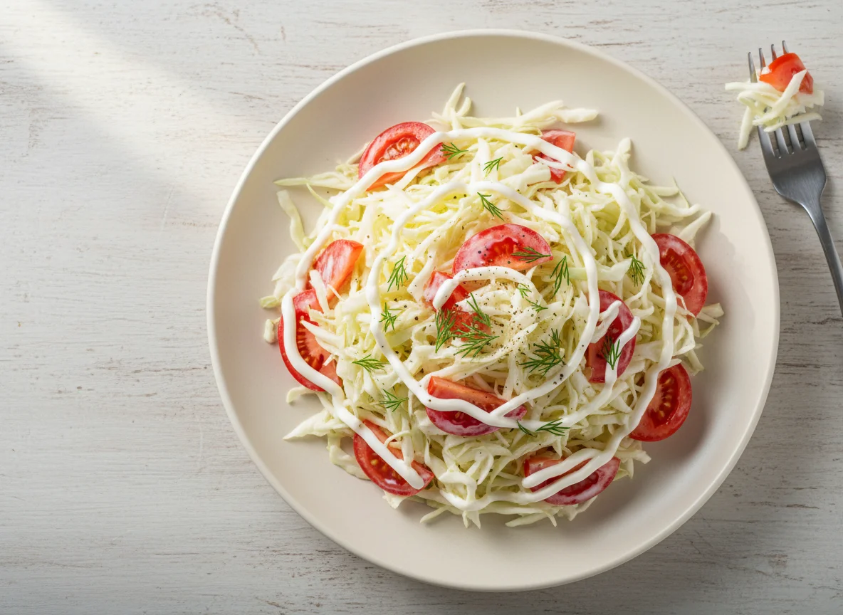 Салат из капусты и помидоров с майонезом photo