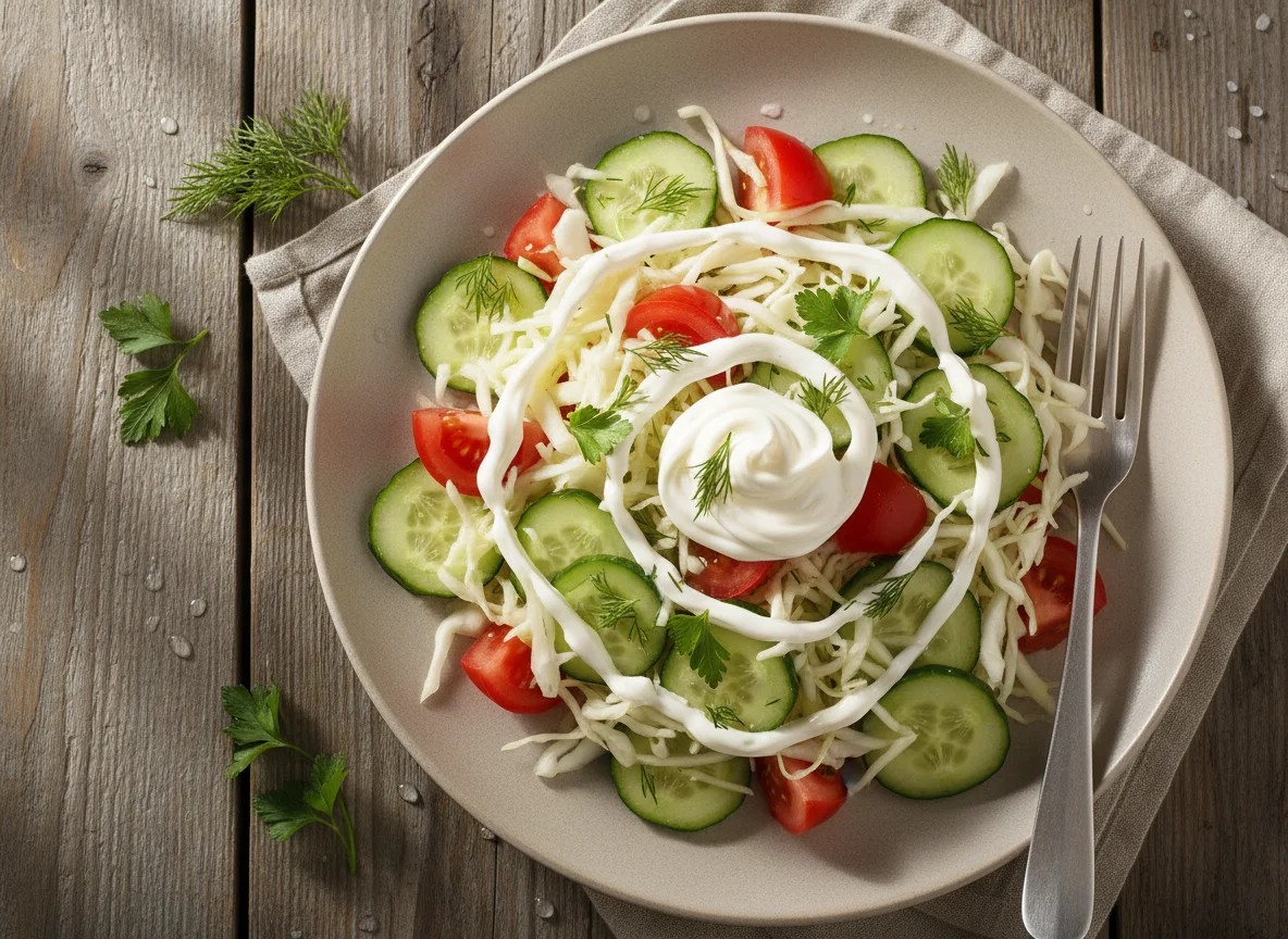 Салат из капусты, огурцов и помидоров photo