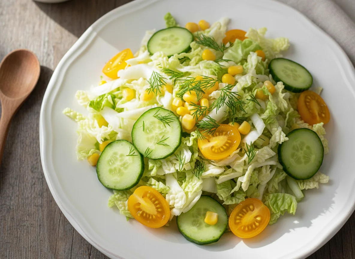 Салат из капусты, огурцов, помидоров и кукурузы photo
