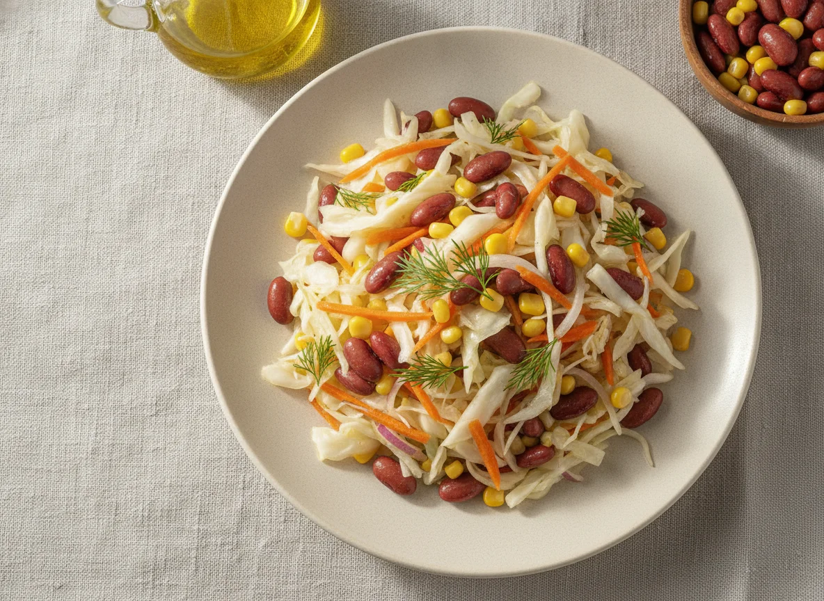Салат из капусты с фасолью и кукурузой photo