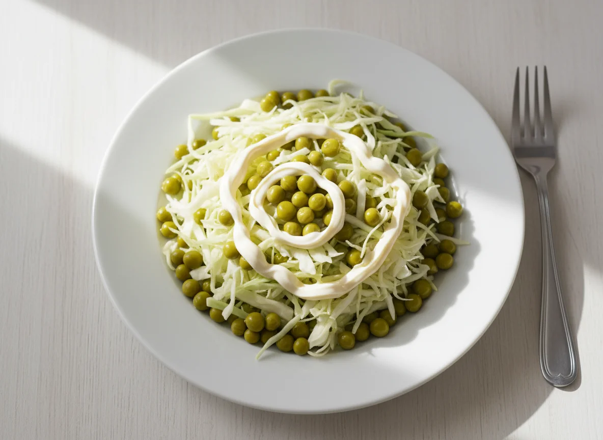 Салат из капусты с горошком и майонезом photo