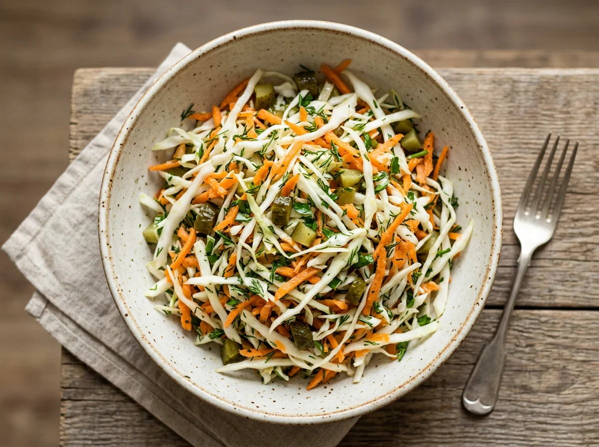 Салат из капусты с морковью и солеными огурцами photo