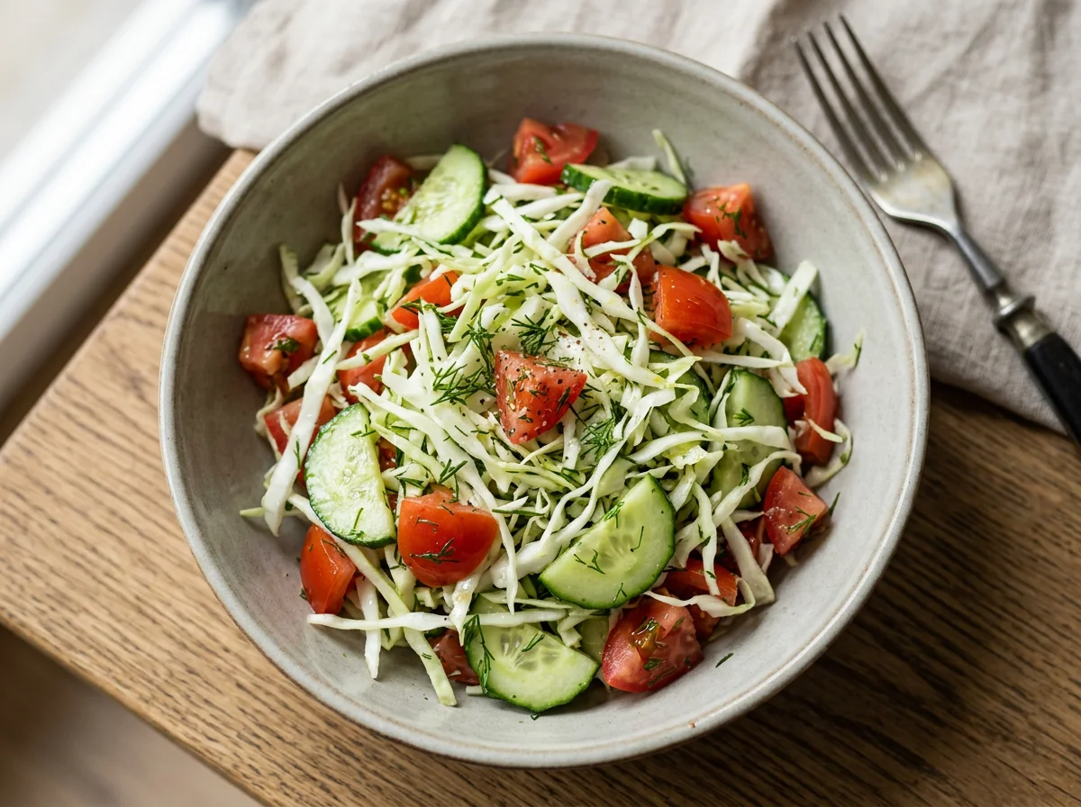 Салат из капусты с огурцами и помидорами photo