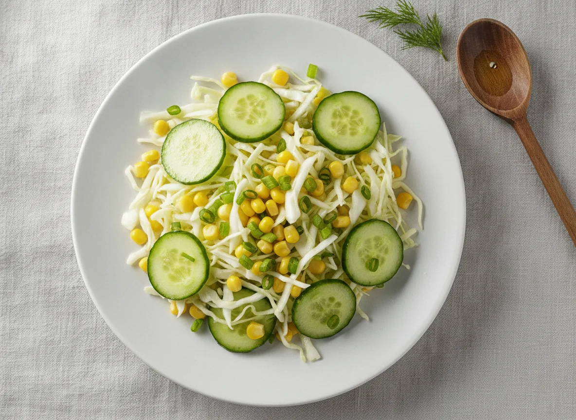 Салат из капусты с огурцом и кукурузой photo