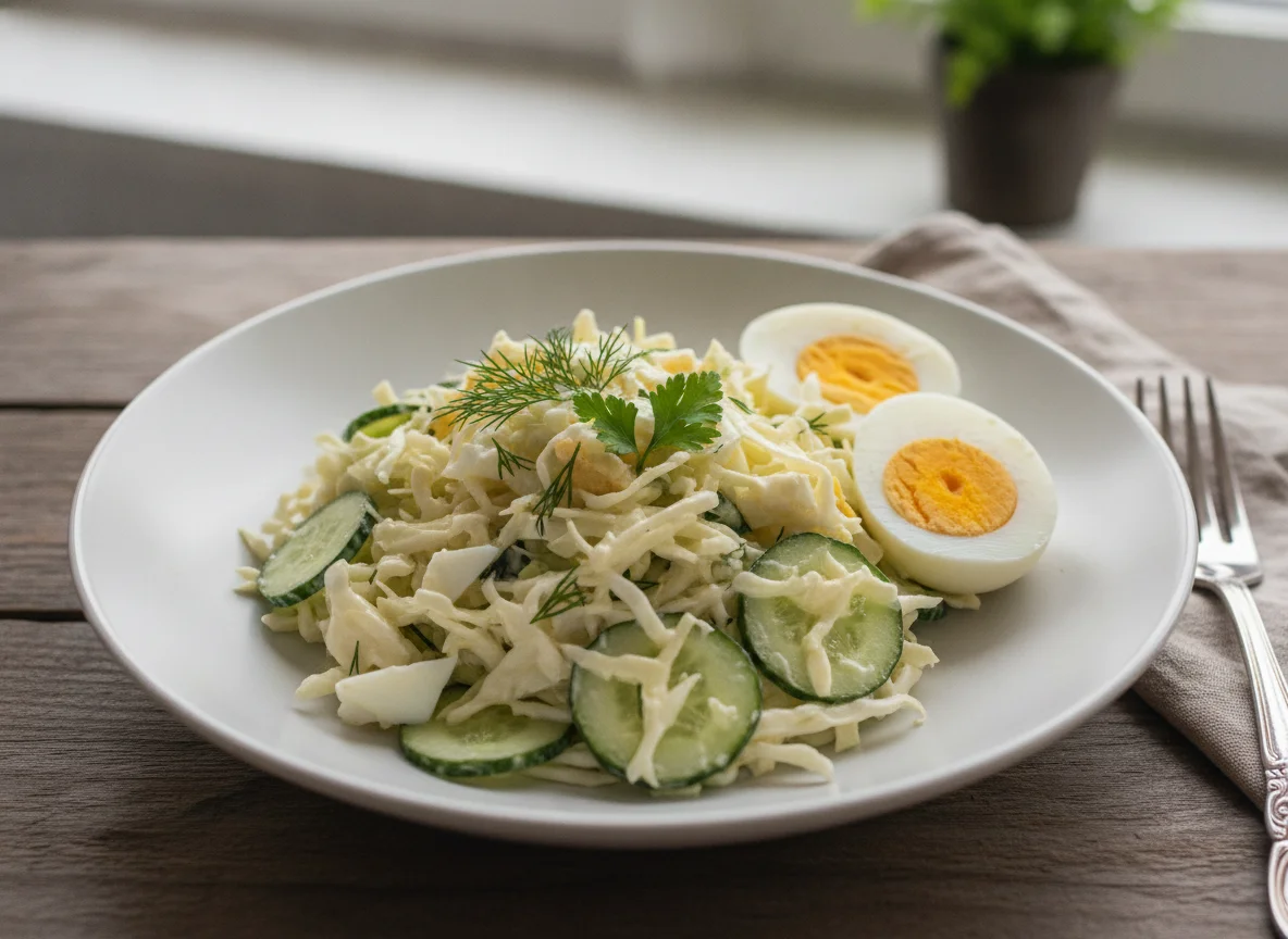 Салат из капусты с огурцом и майонезом photo