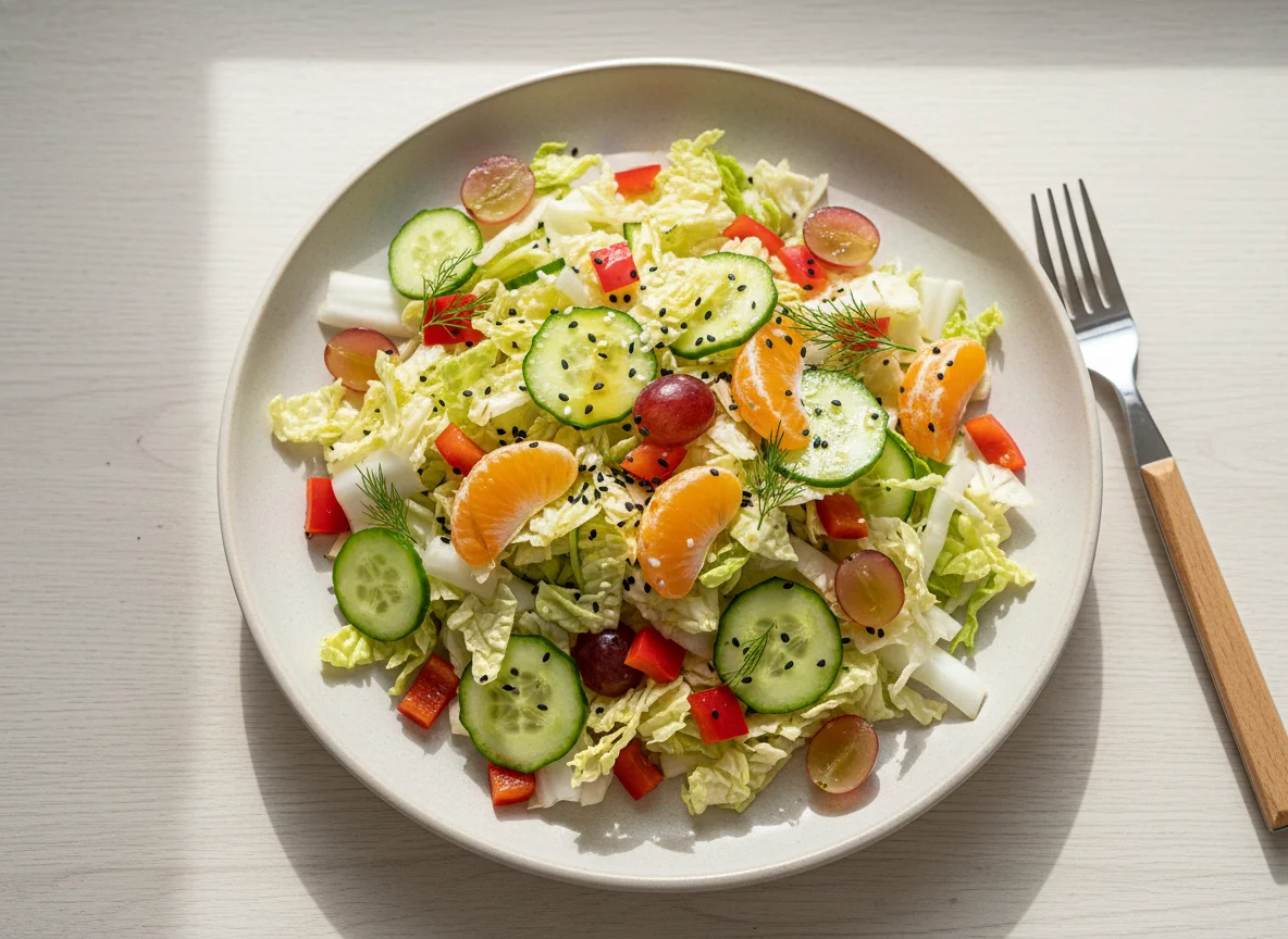 Салат из капусты с овощами и фруктами photo