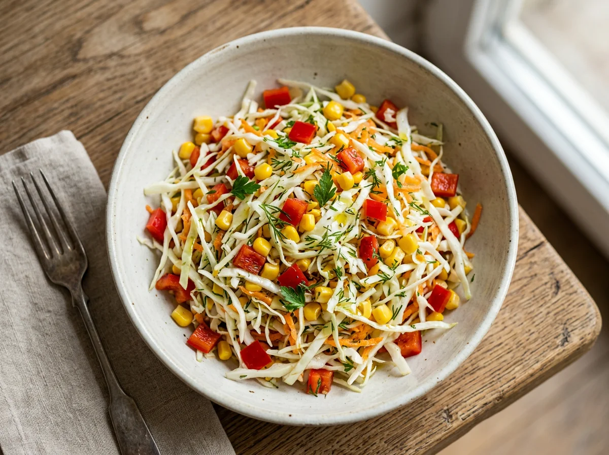 Салат из капусты с перцем и кукурузой photo