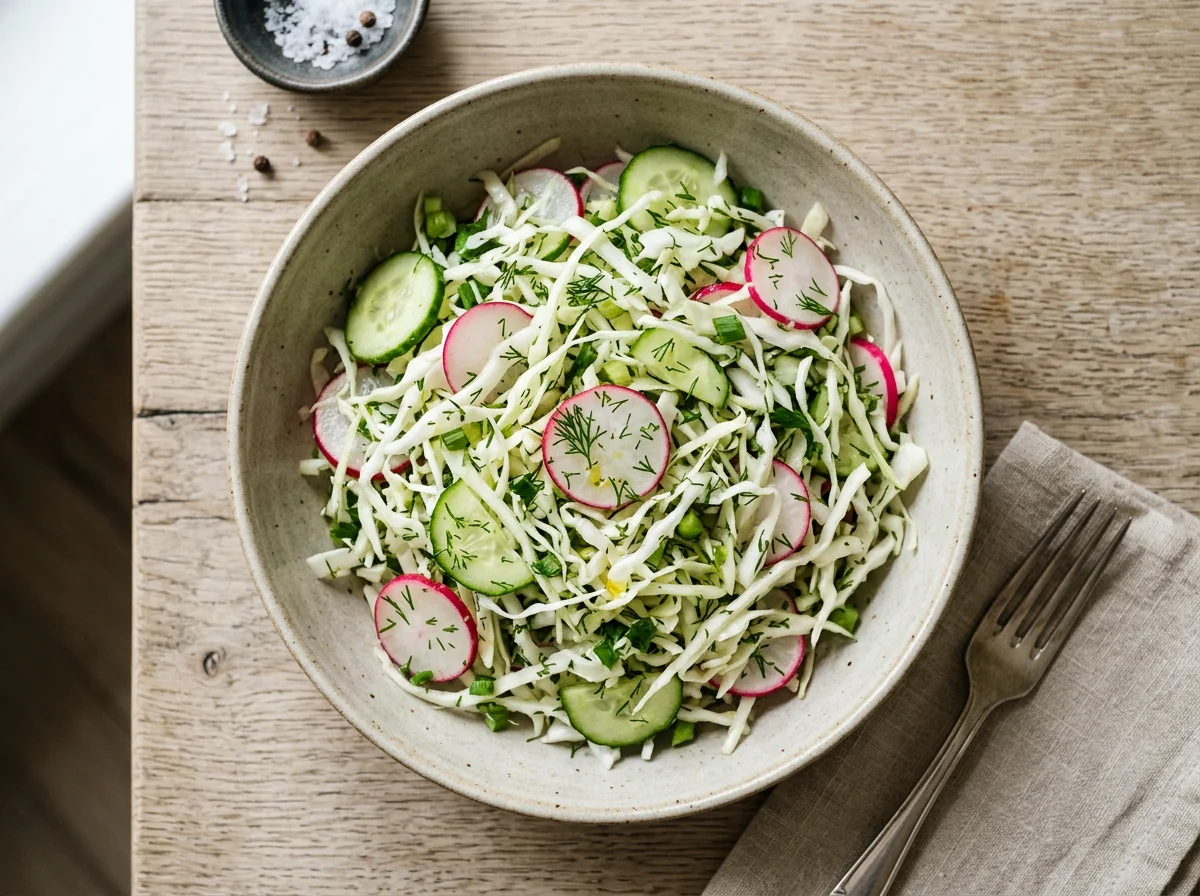 Салат из капусты с редисом и огурцом photo