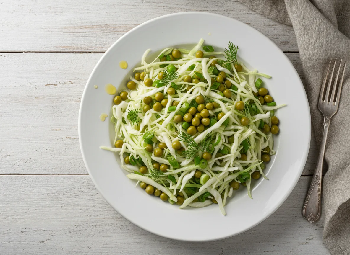 Салат из капусты с зеленым горошком photo