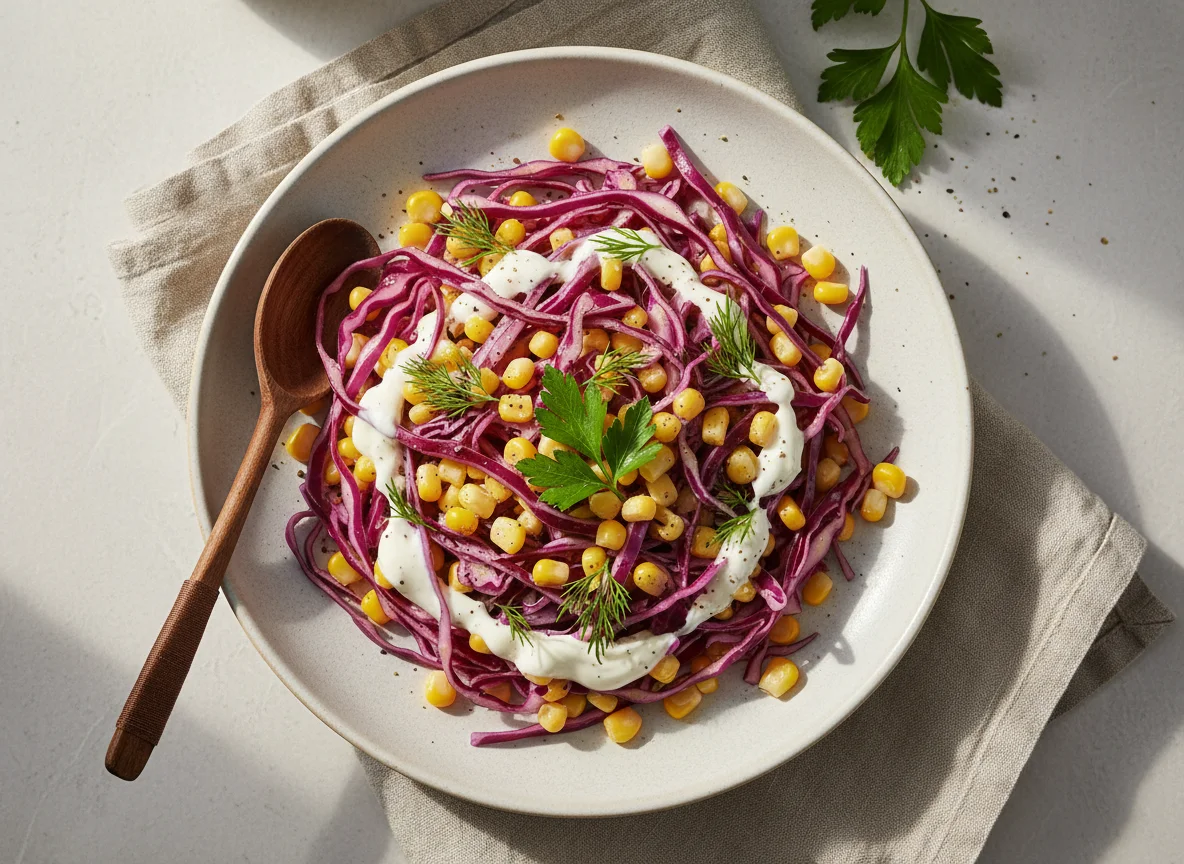 Салат из краснокочанной капусты и кукурузы photo