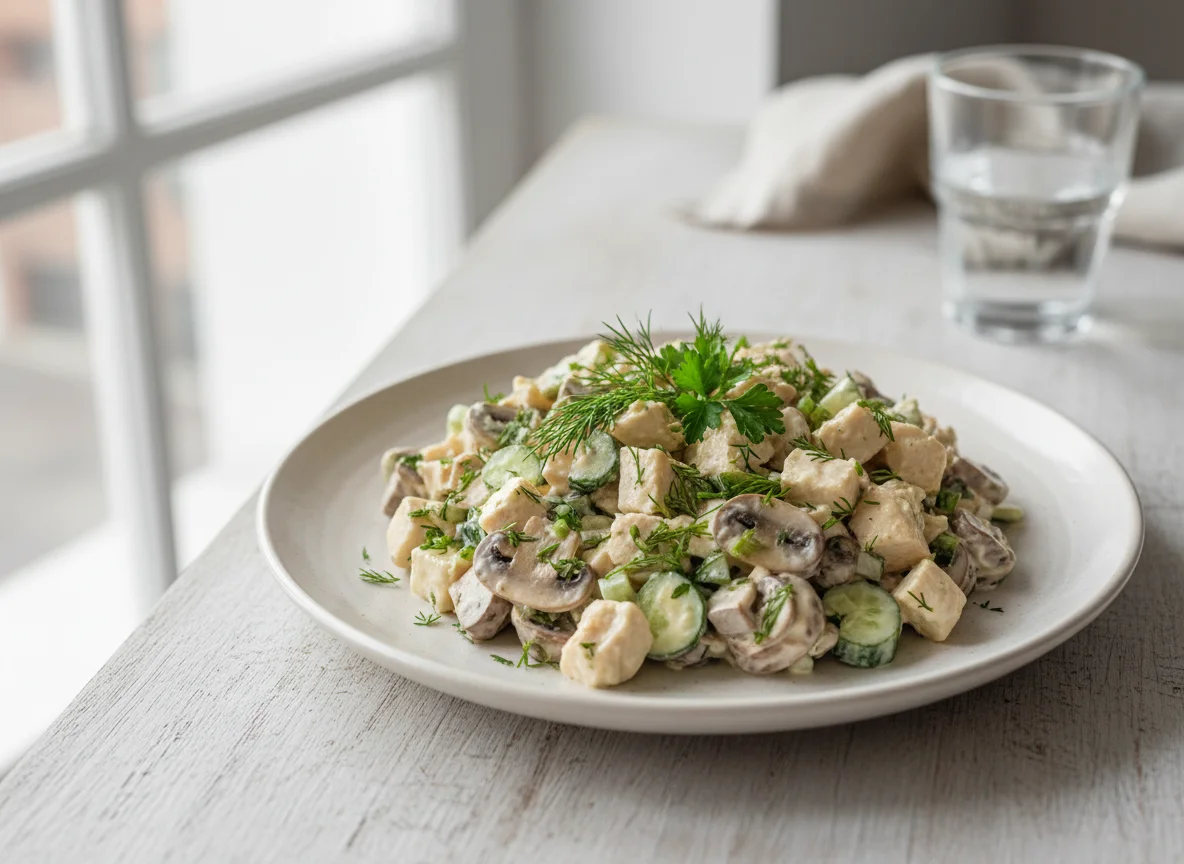 Салат из курицы с грибами photo