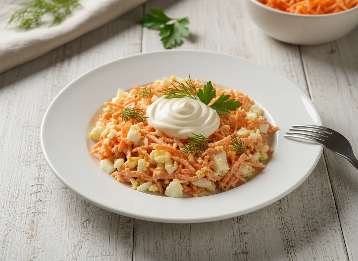 Салат из моркови и яиц с майонезом photo