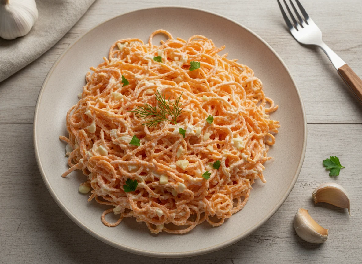 Салат из моркови с чесноком и майонезом photo
