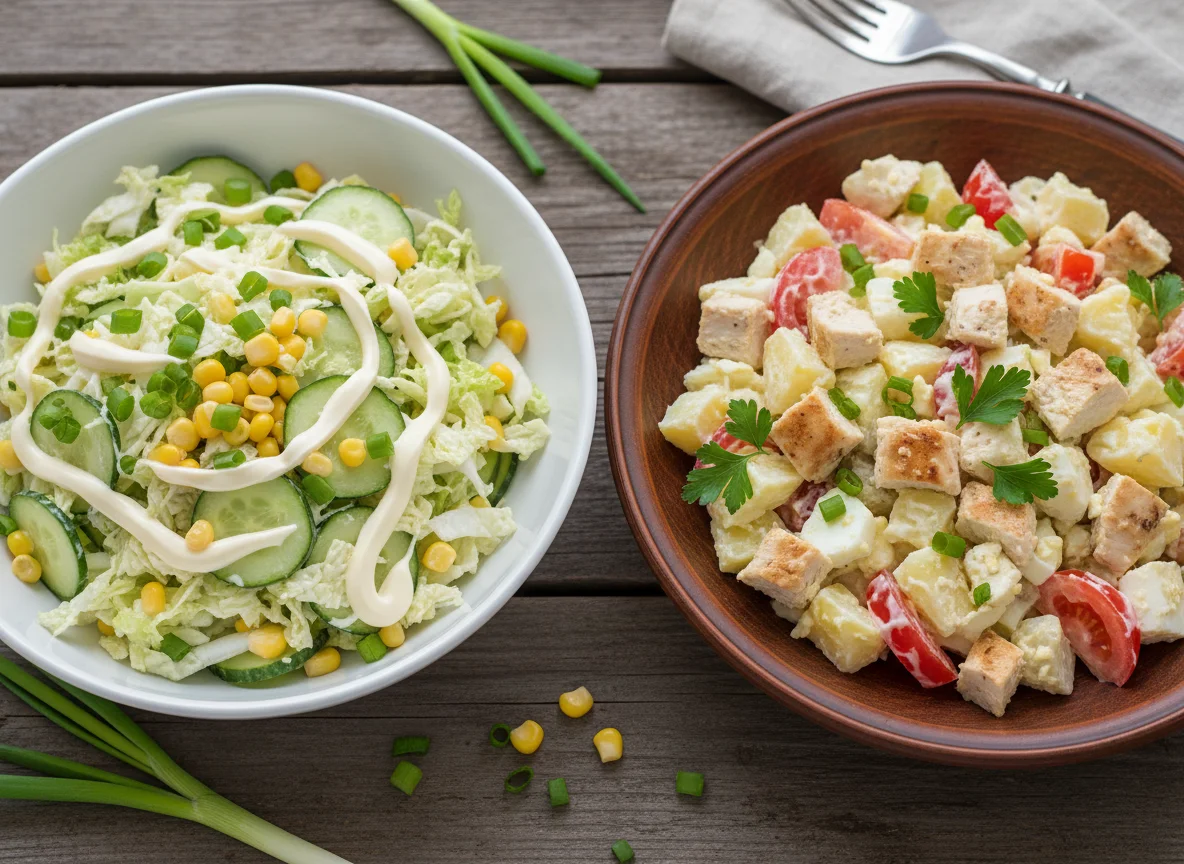 Салат из пекинской капусты и салат с курицей photo