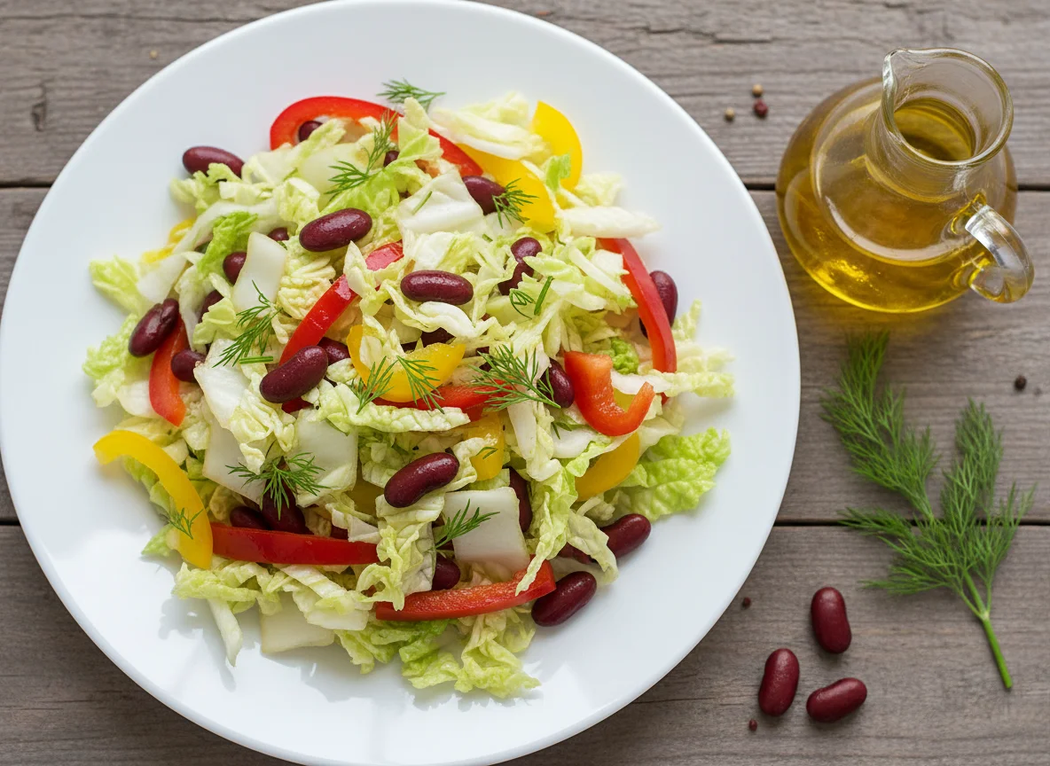 Салат из пекинской капусты с фасолью и перцем photo