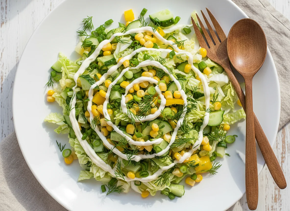 Салат из пекинской капусты с кукурузой и овощами photo