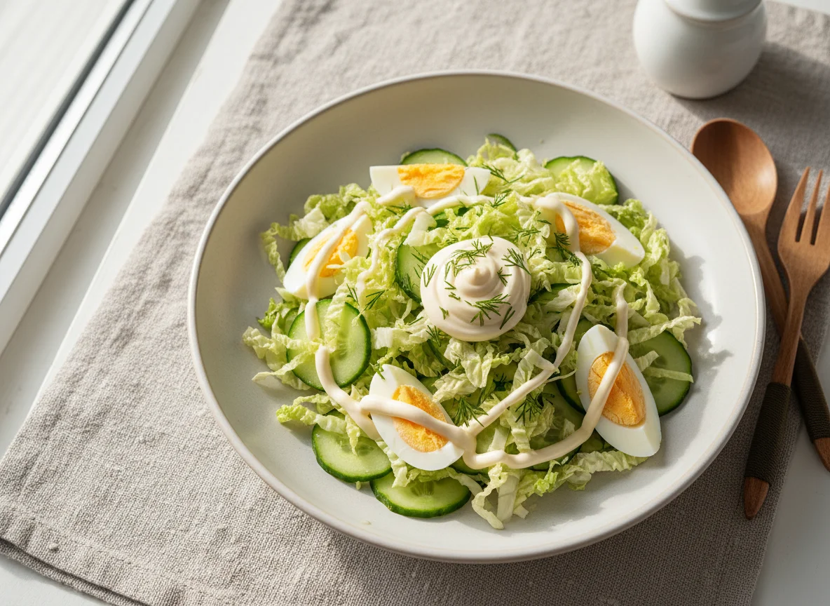 Салат из пекинской капусты с огурцом и яйцом photo