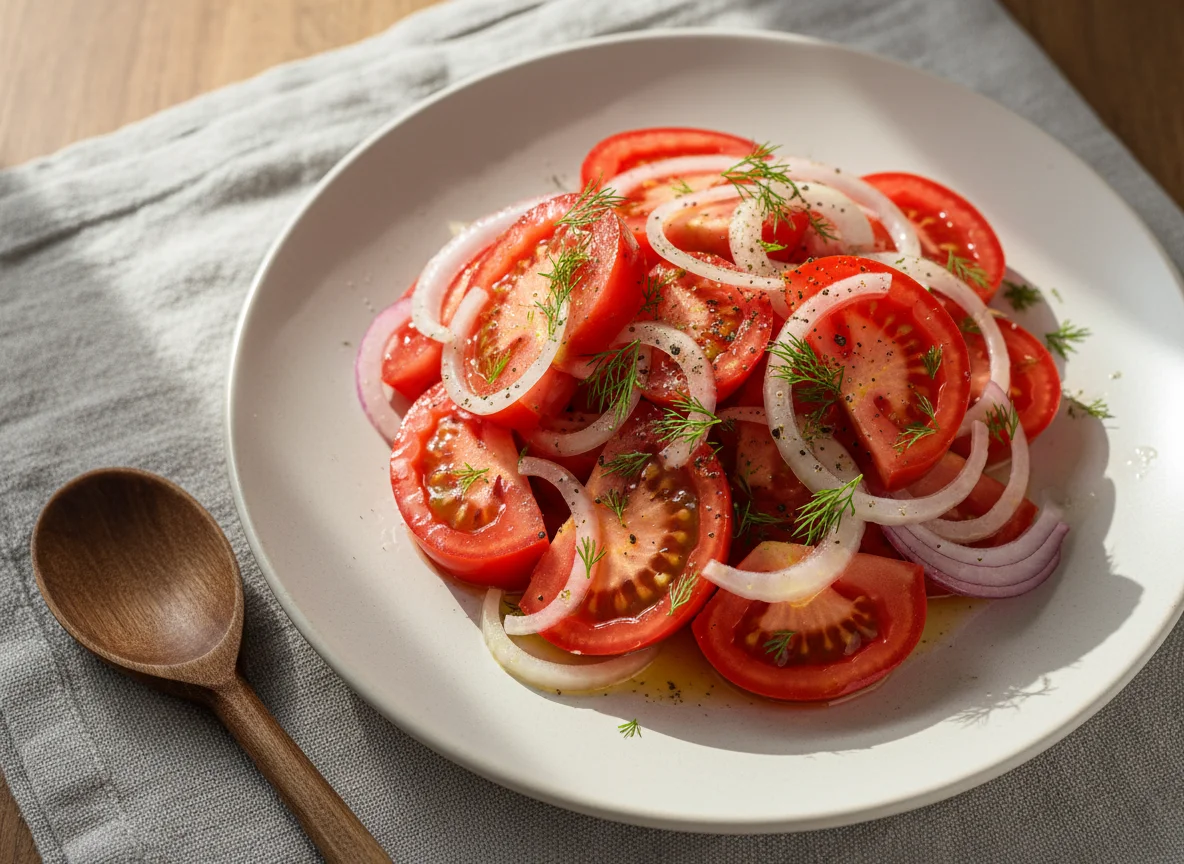 Салат из помидоров и лука photo