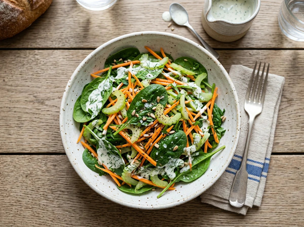 Салат из шпината и моркови с заправкой photo