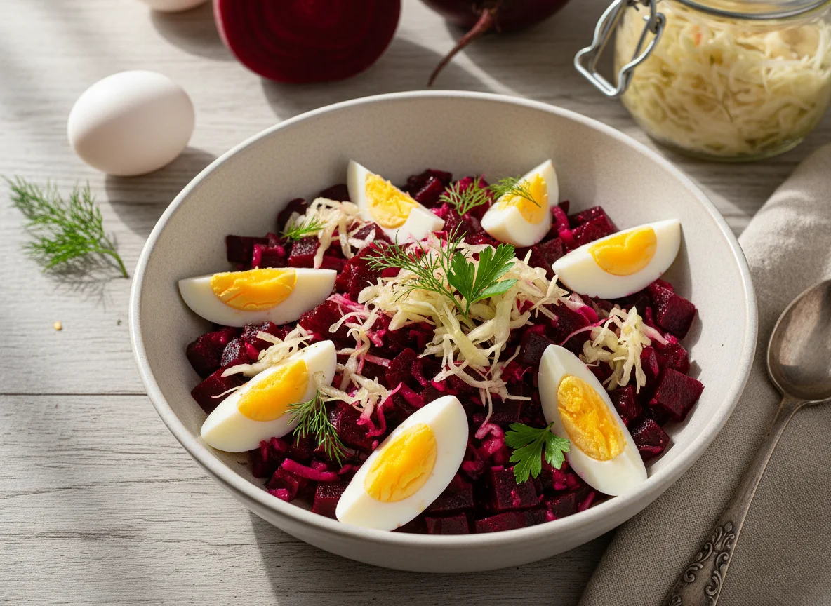 Салат из свеклы с яйцами photo