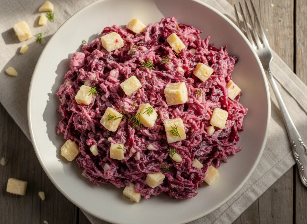 Салат из свеклы с сыром и чесноком photo